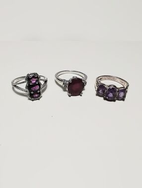 925 Silver 3 Lot Rings Sz 8-1/2